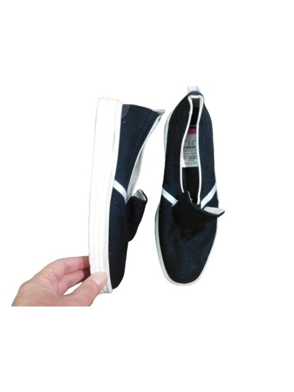 Franco Sarto Size 9.5 Black White Sporty Slip On Flats Casual